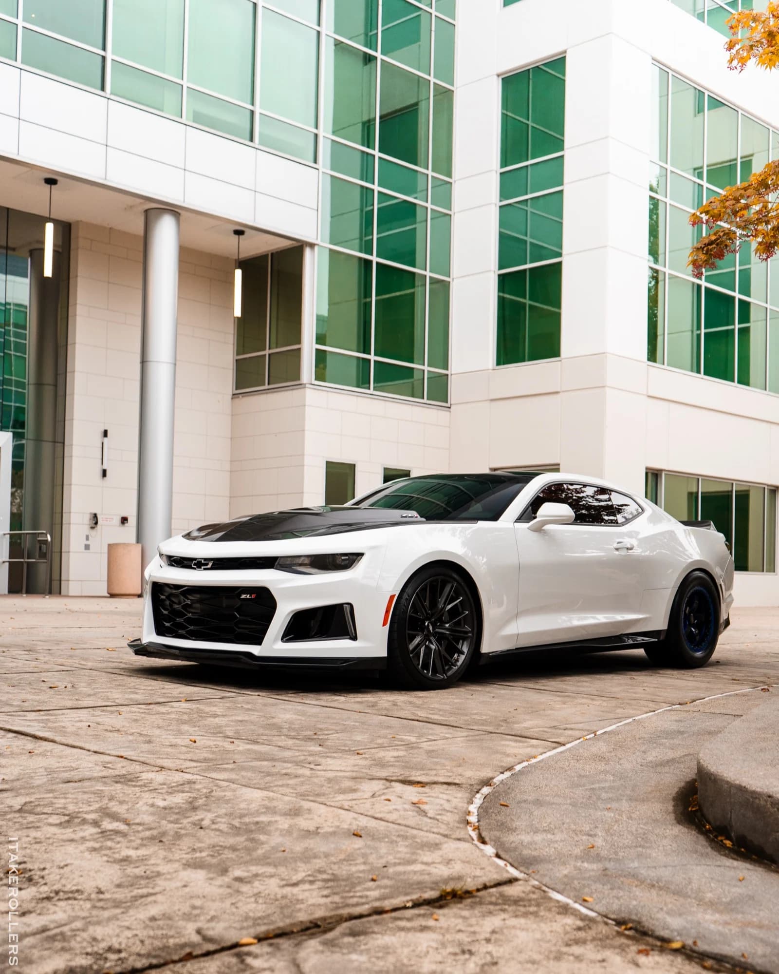White Camaro ZL1 side view